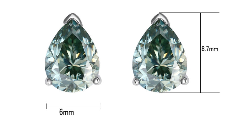 925 Silver Moissanite Pear Shape Stud earrings