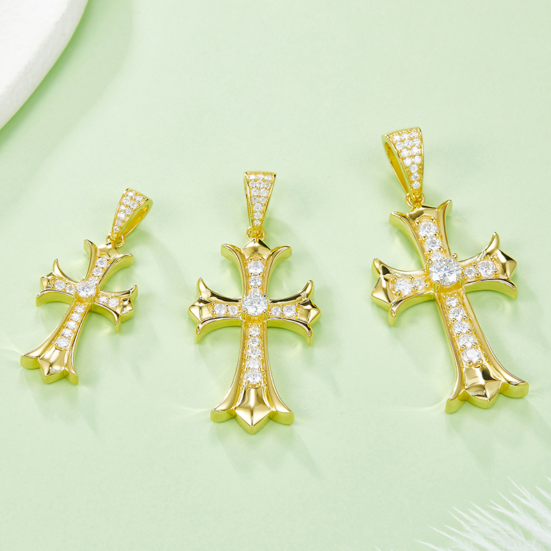 925 Silver Moissanite Cross pendant