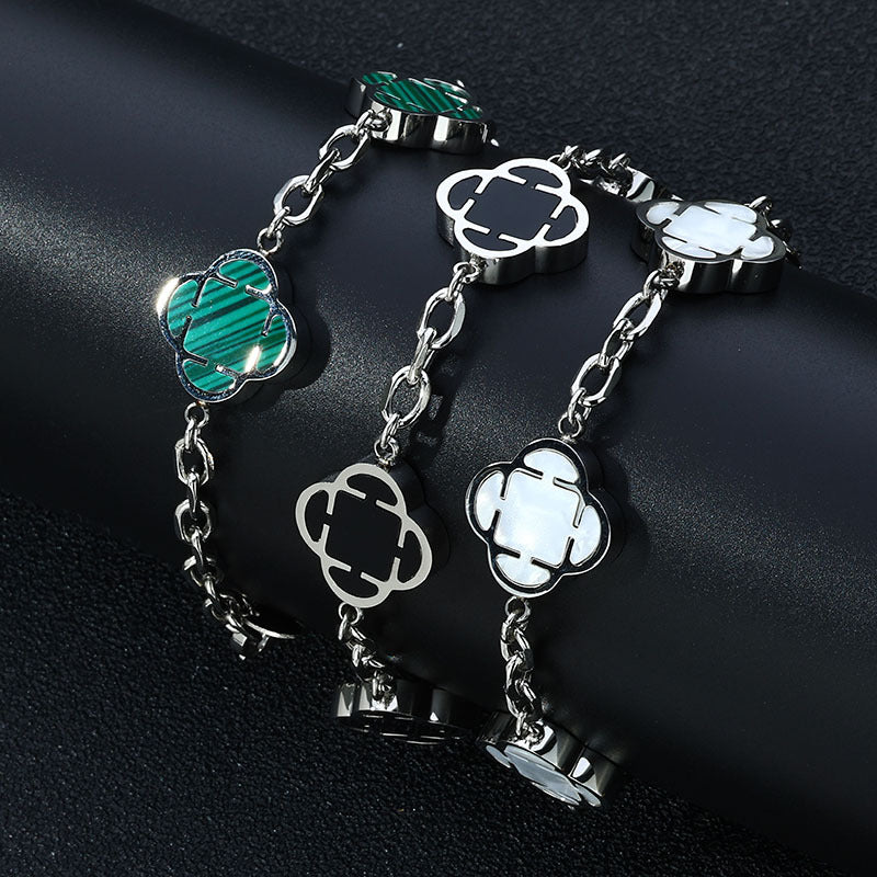 Stainless steel clover bracelet