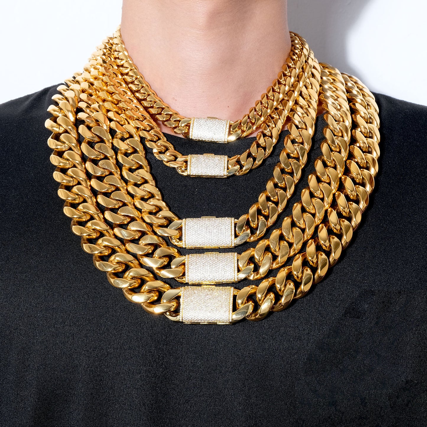 12mm 14mm 18mm 20mm 22mm Miami Cuban Chain 18K Gold