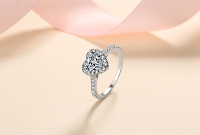 Heart 925 Sterling Silver Moissanite Ring