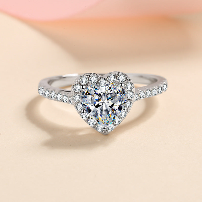 Heart 925 Sterling Silver Moissanite Ring