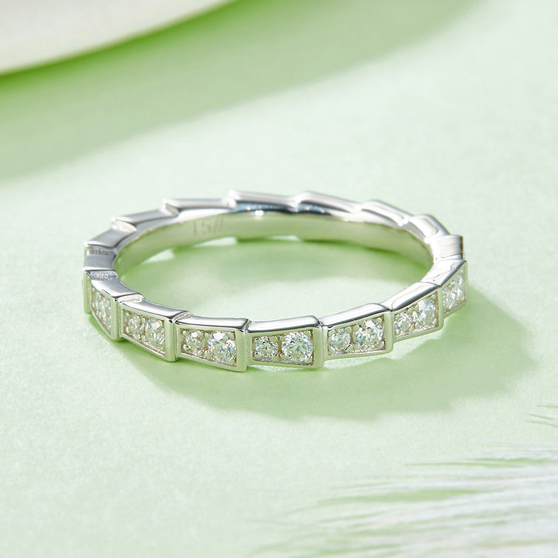 925 Silver Diamond Moissanite Cobra Ring