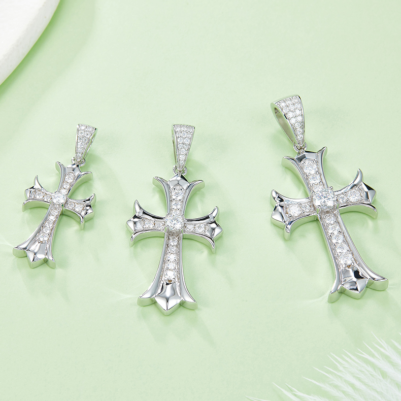 925 Silver Moissanite Cross pendant