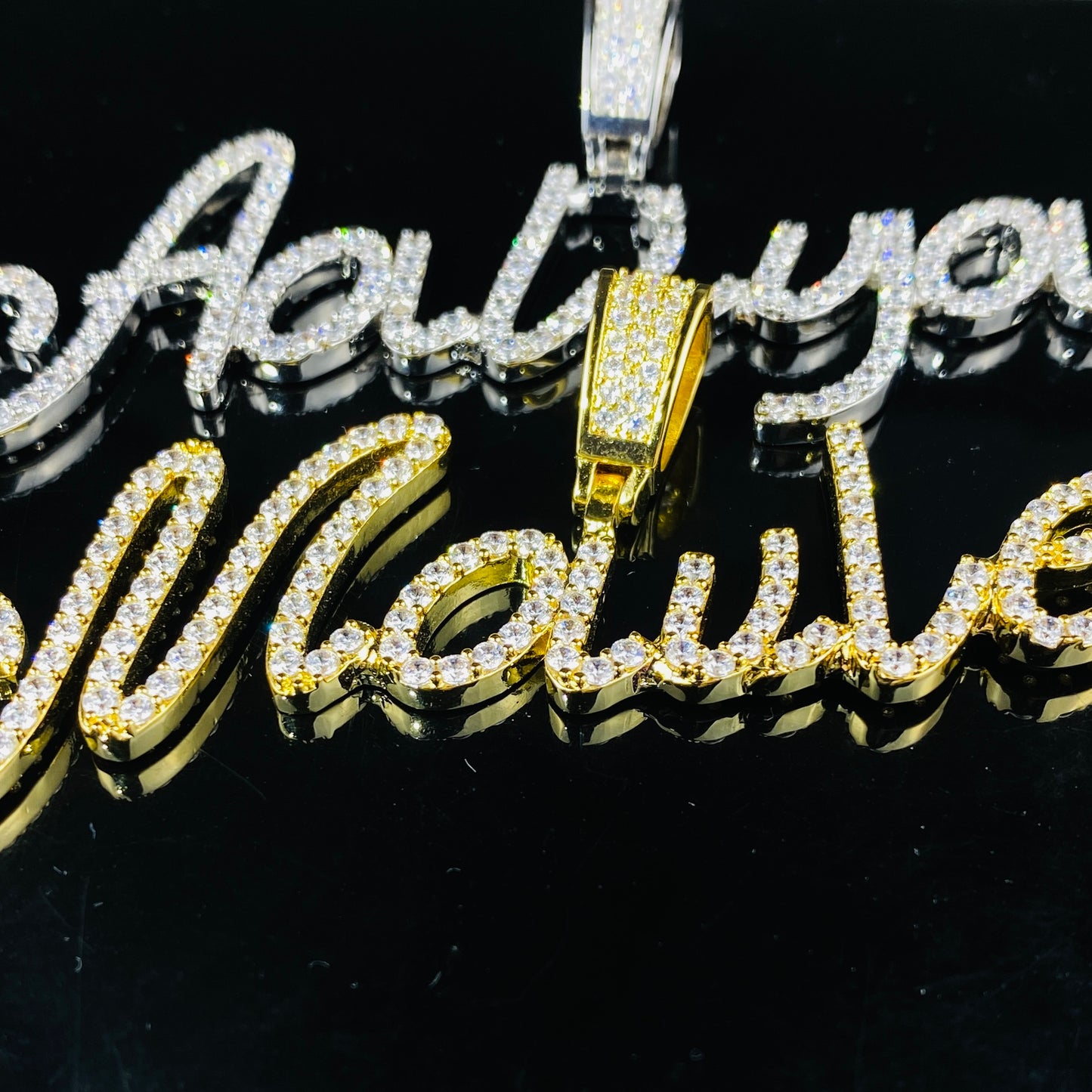s925 silver vvs moissante Custom Name Cursive Initials Letter Pendant