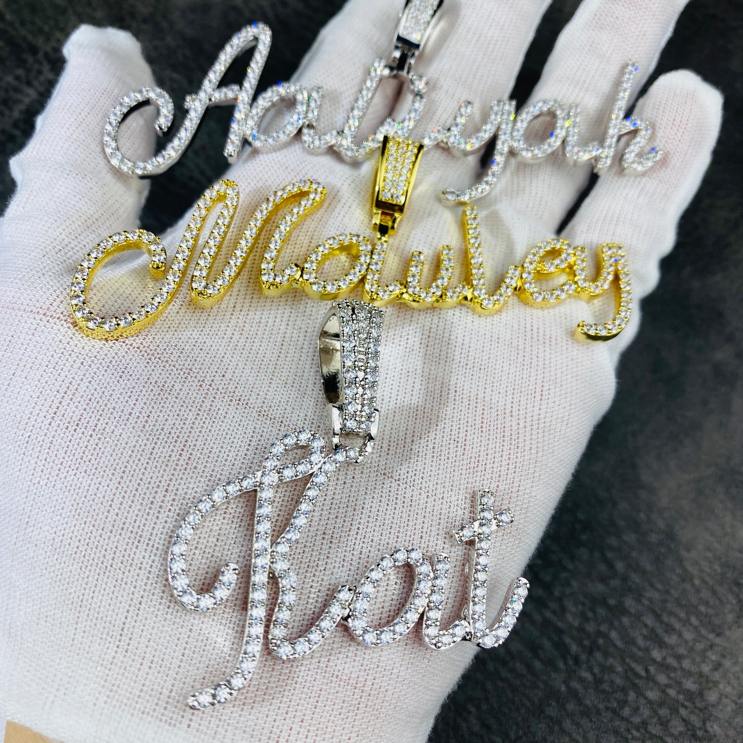 s925 silver vvs moissante Custom Name Cursive Initials Letter Pendant