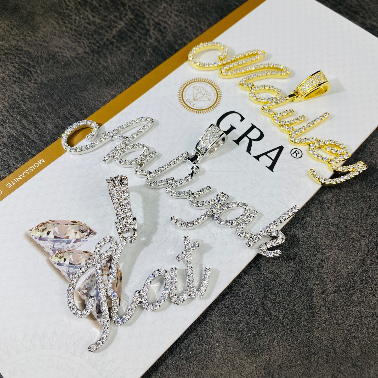 s925 silver vvs moissante Custom Name Cursive Initials Letter Pendant