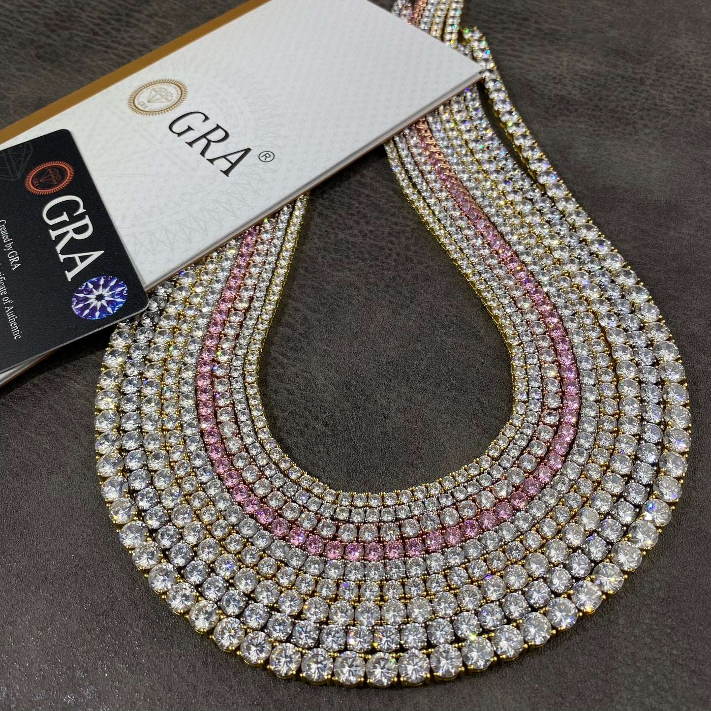 5mm 6mm VVS Moissanite Diamond S925 Silver Iced Out Tennis Chain Necklaces Bracelet