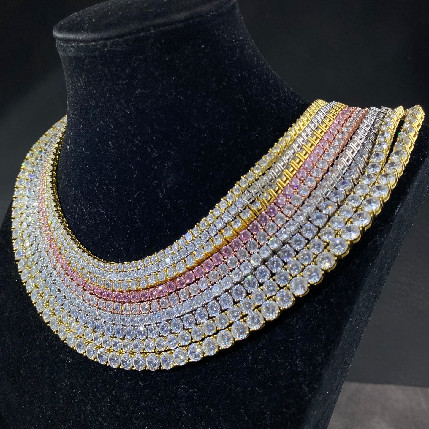 5mm 6mm VVS Moissanite Diamond S925 Silver Iced Out Tennis Chain Necklaces Bracelet