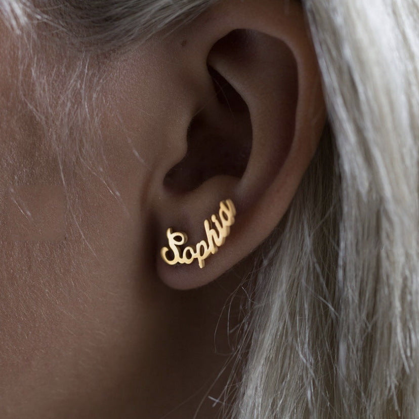 Custom Name Earrings DIY Creative Personalized Stainless Steel Popular Earrings