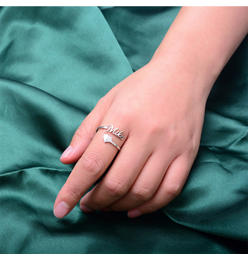 Personalized Name Ring for Women, Custom Promise Ring for Her Adjustable Couples Rings