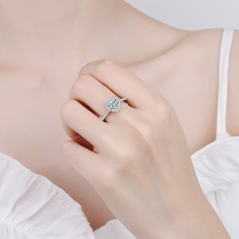 Heart 925 Sterling Silver Moissanite Ring
