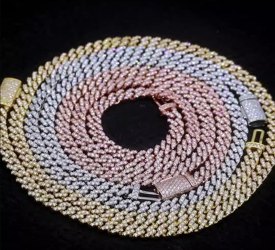 925 silver Moissanite 6mm Cuban chain and Bracelet