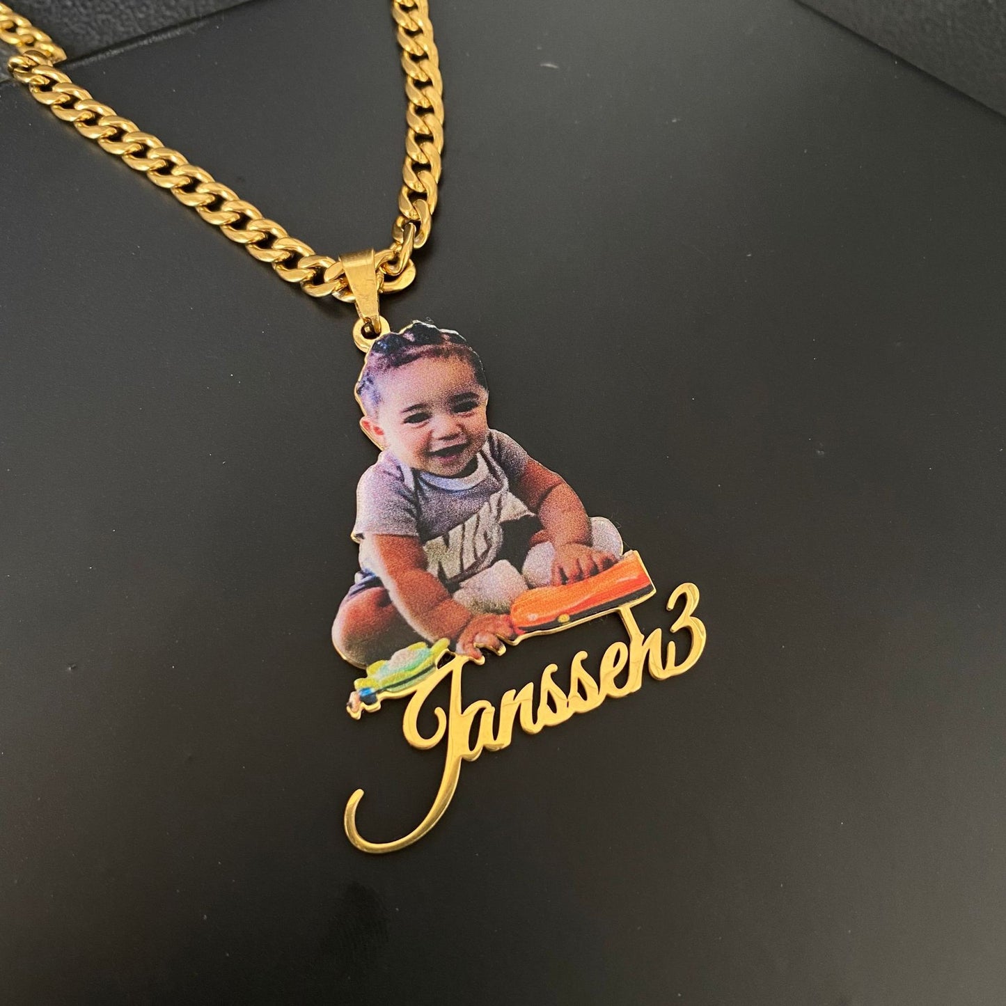 DIY Stainless Steel Colorful Portrait Necklace Personalized Printed Photo Name