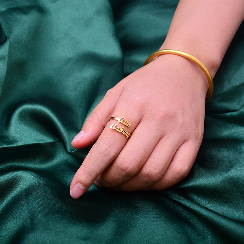 Personalized Name Ring for Women, Custom Promise Ring for Her Adjustable Couples Rings