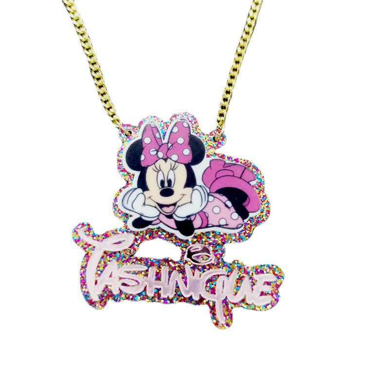 Acrylic DIY arbitrary cartoon pattern animal children's personalized name necklace