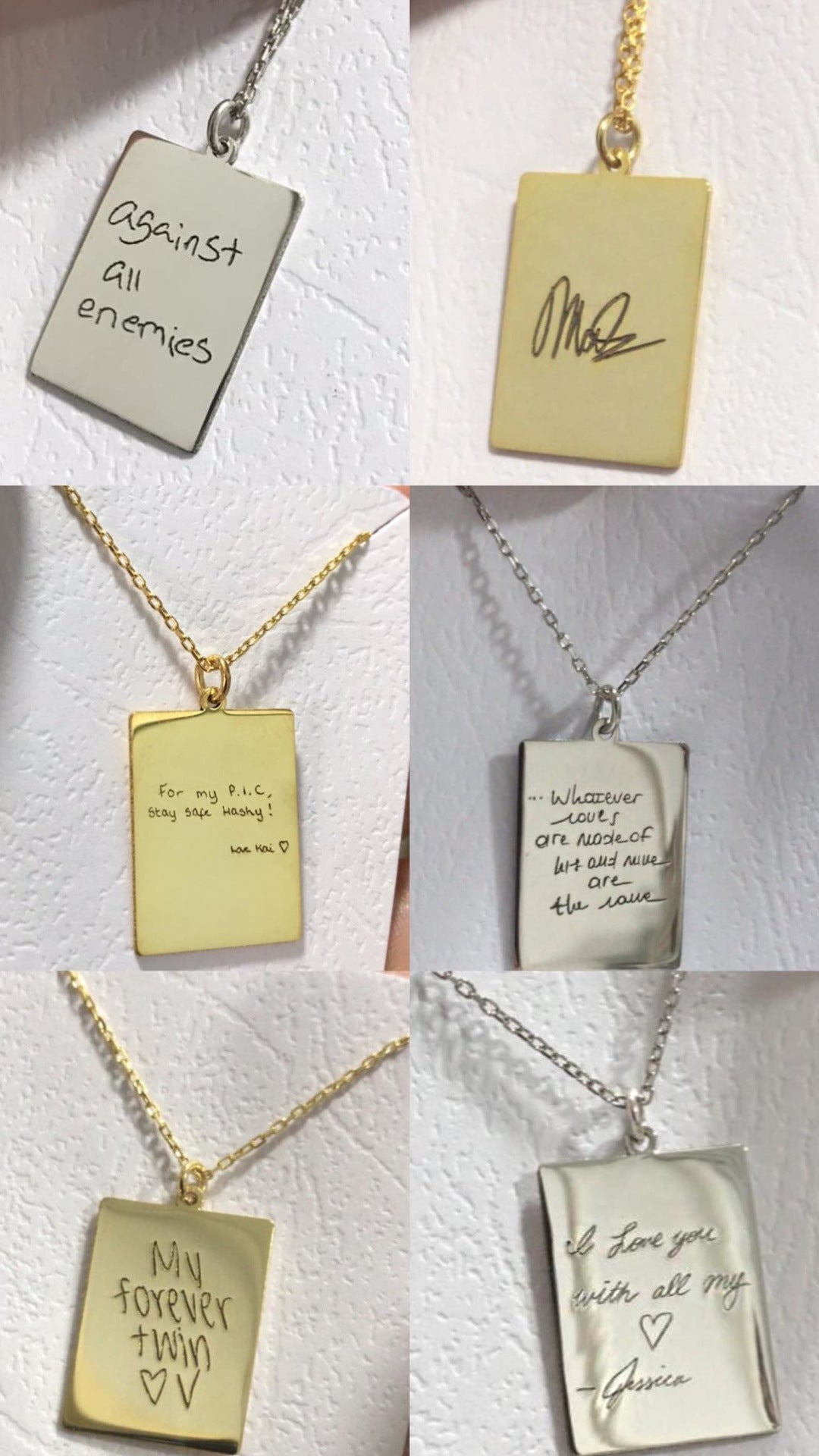 Custom Name Necklace Personalized Handwritten Signature Pendant