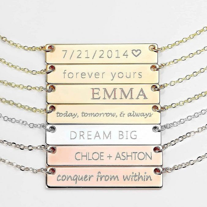Laser Nameplate Engraving Necklace Square Pendant Women's collarbone Chain Custom Font Jewelry