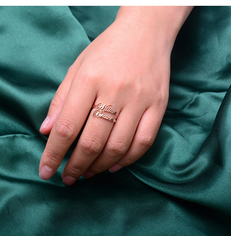 Personalized Name Ring for Women, Custom Promise Ring for Her Adjustable Couples Rings