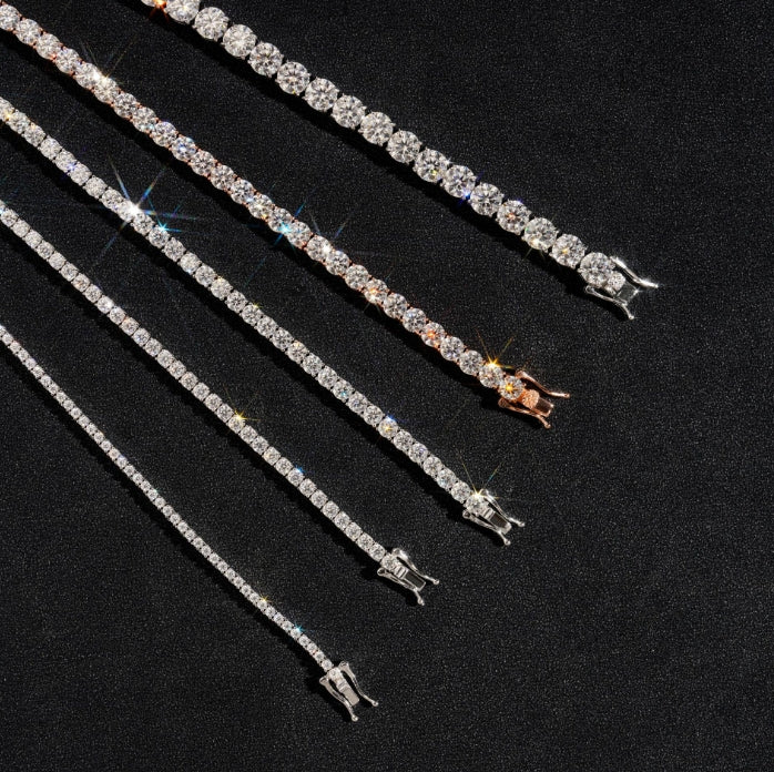 925 silver Moissanite 2 3 4 5mm Tennis chain and Bracelet