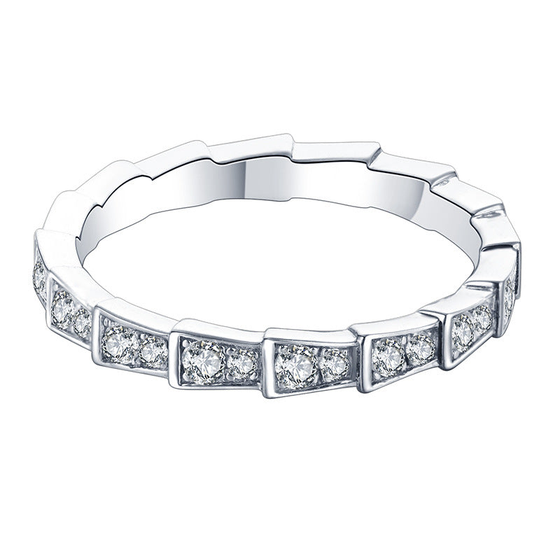 925 Silver Diamond Moissanite Cobra Ring