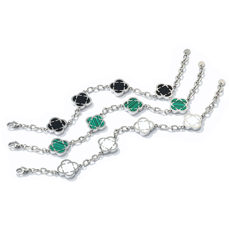 Stainless steel clover bracelet