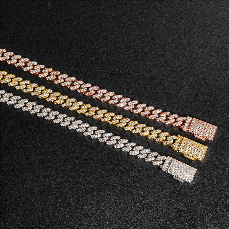 925 silver Moissanite 6mm Cuban chain and Bracelet