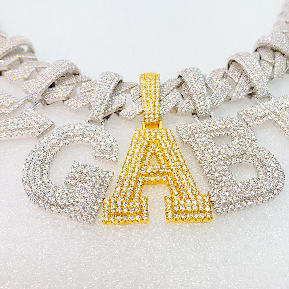 925 silver Moissanite letter A-Z Pendant