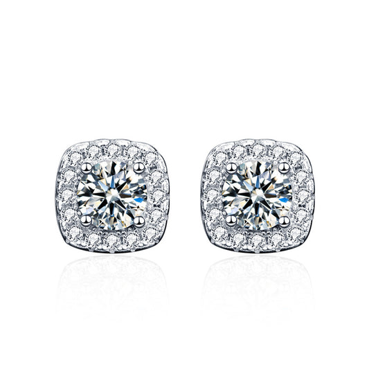 Earrings 925 Sterling Silver VVS Moissanite Diamond Stud Earring