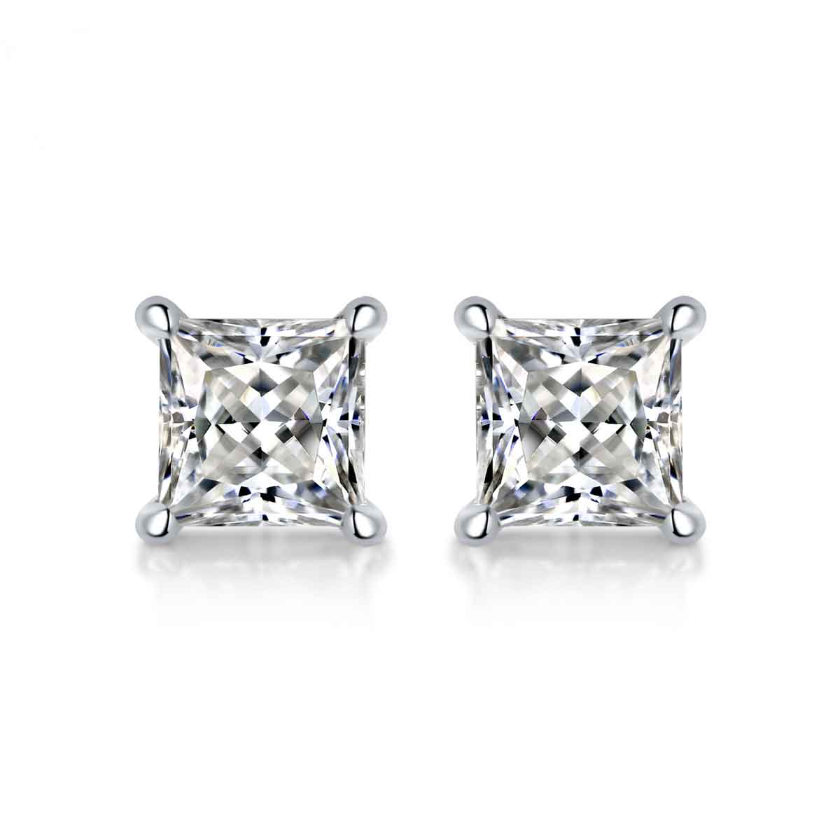 925 Silver Moissanite Square Cut Diamond Earrings