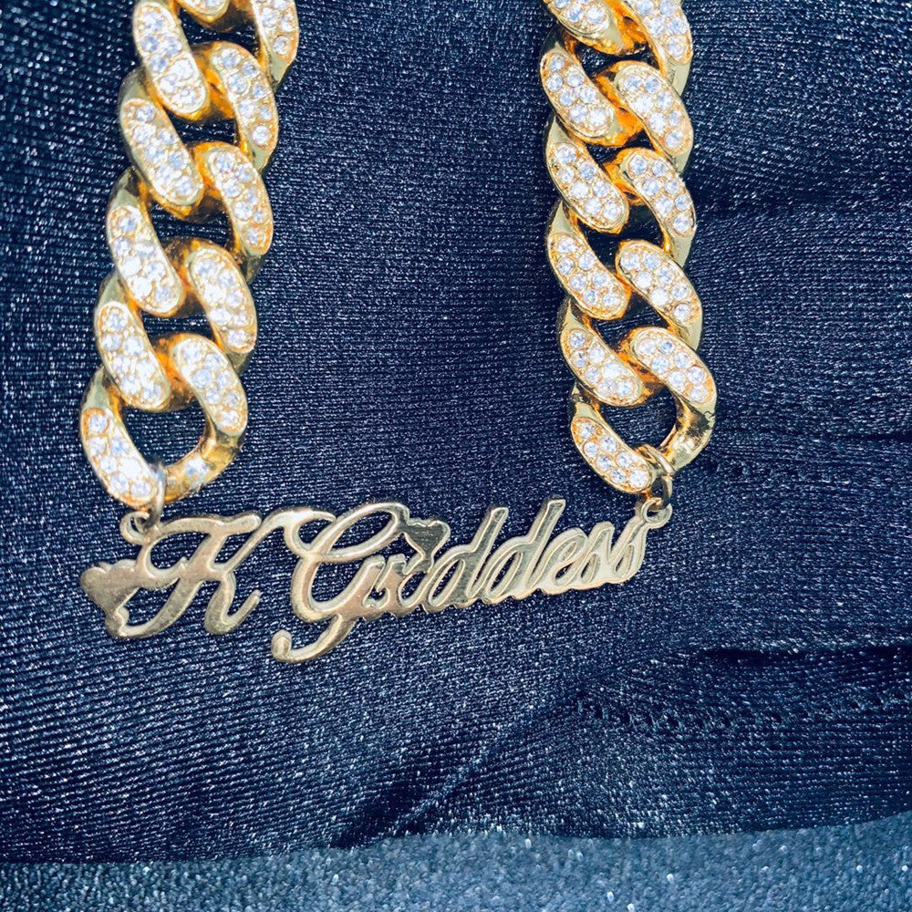Custom Letter+12mm Cuban Chain