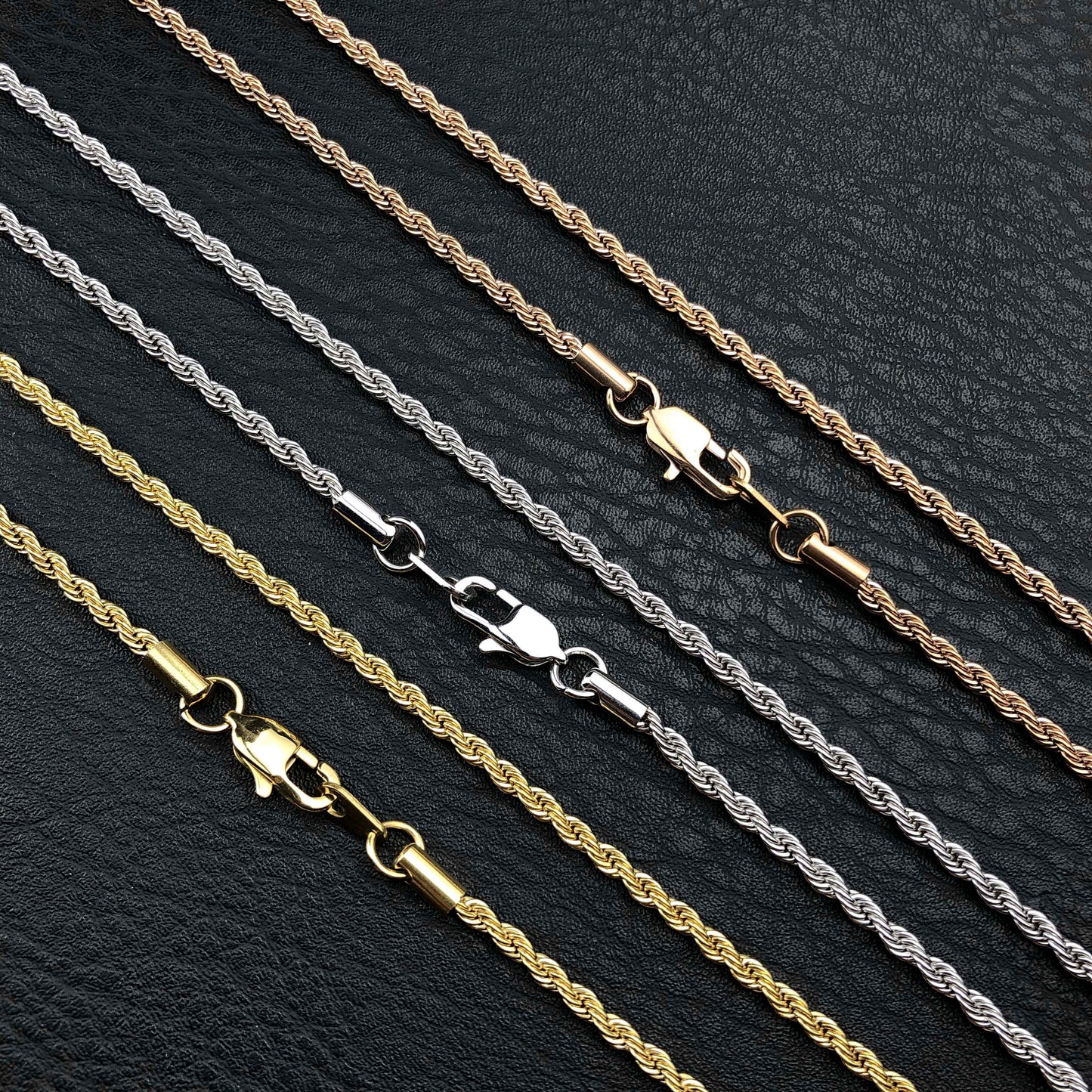 Rope Chain 3mm White Gold and 18K gold