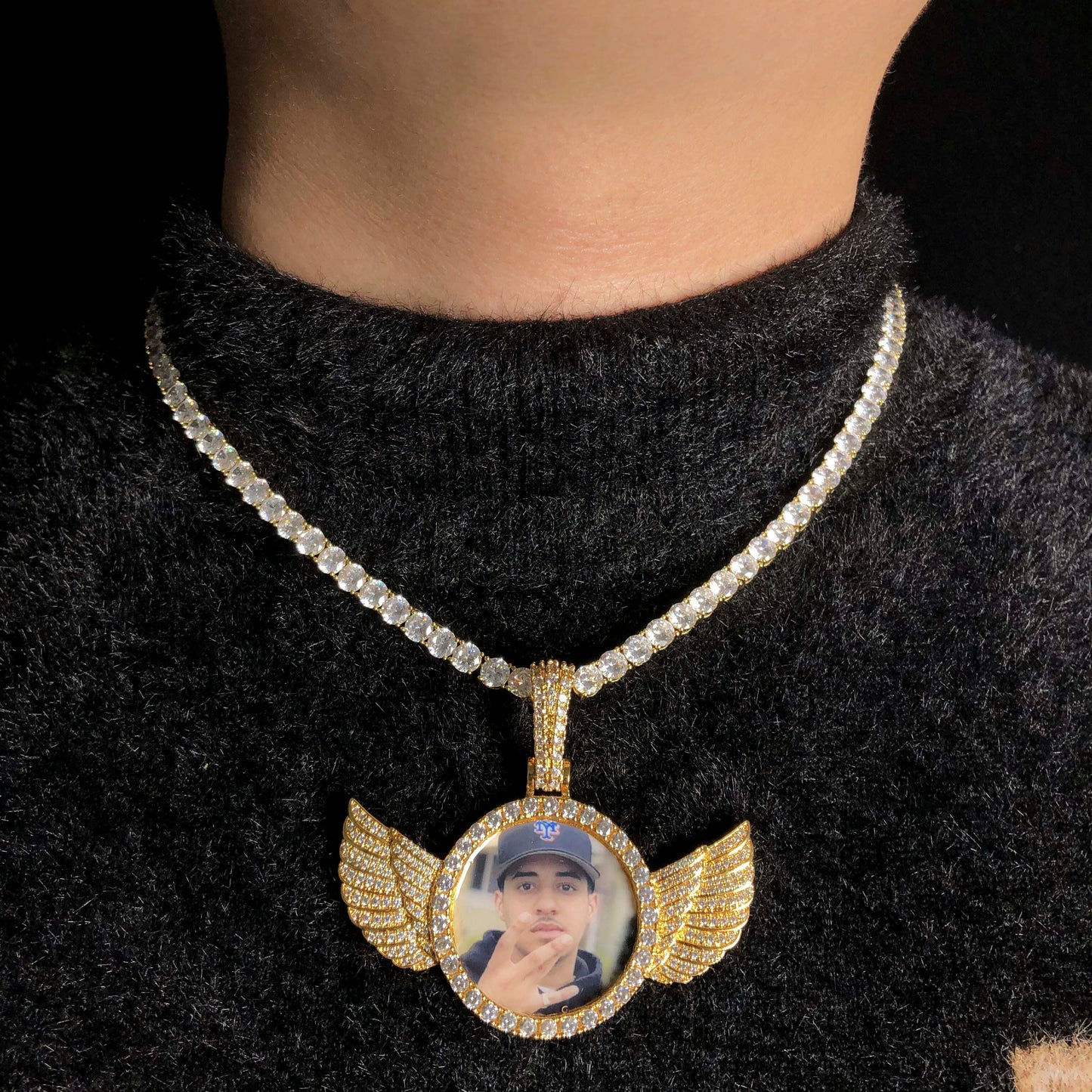 Iced Wings Custom Picture Pendant