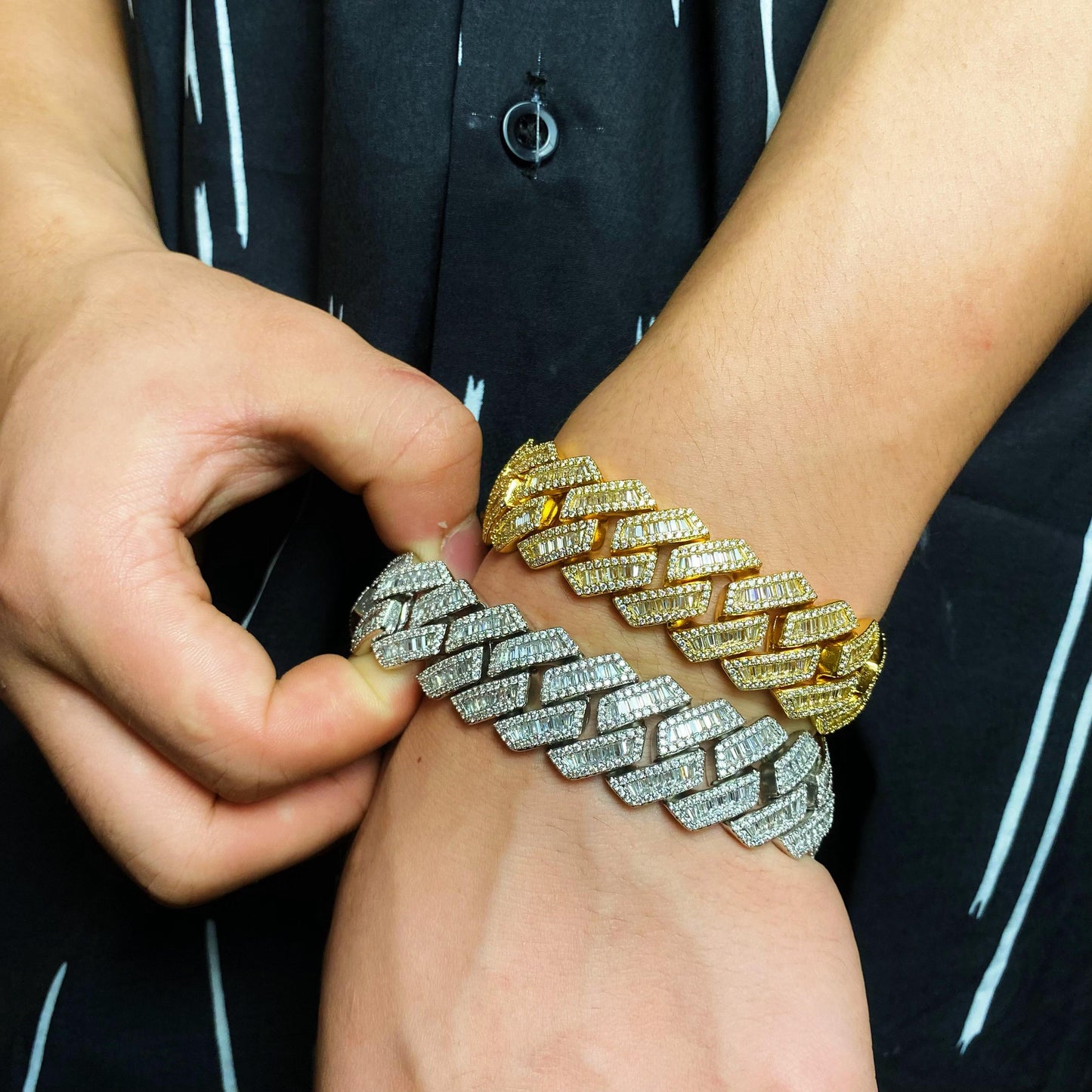 19mm Prong Baguette Cuban Bracelet