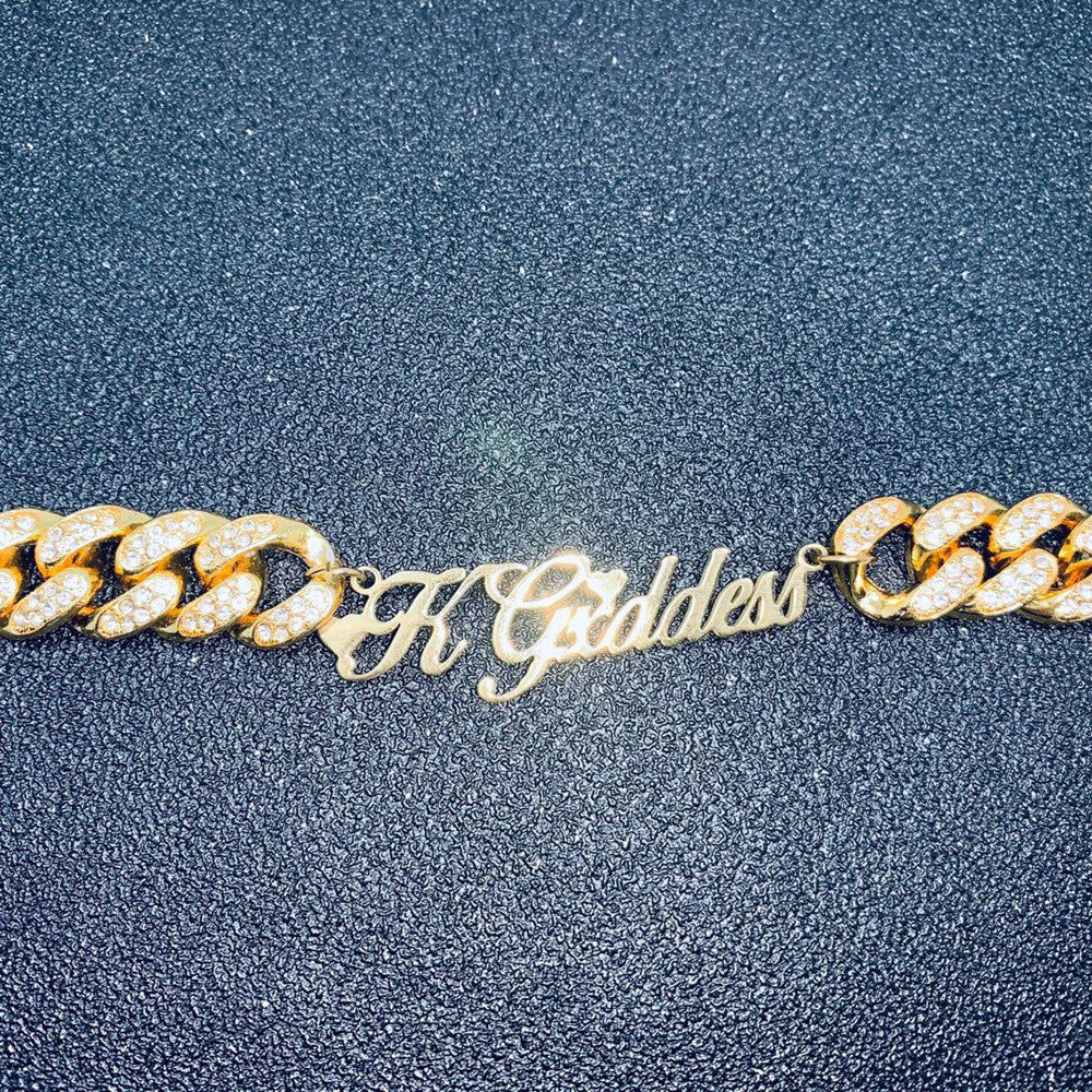 Custom Letter+12mm Cuban Chain