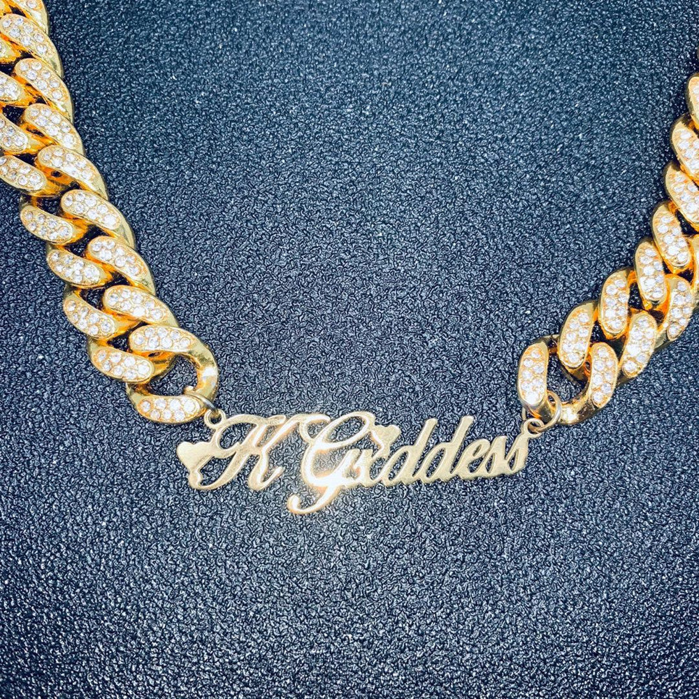 Custom Letter+12mm Cuban Chain