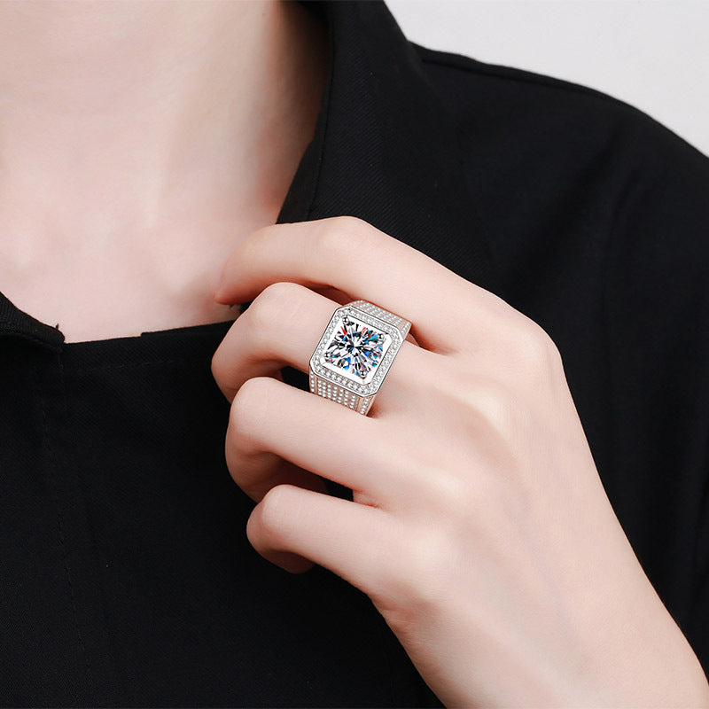 925 Silver Diamond Moissanite Ring Men and women