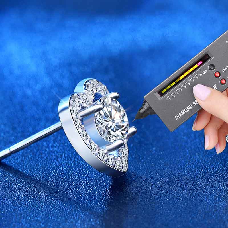 925 Silver Diamond Moissanite Heart Earrings