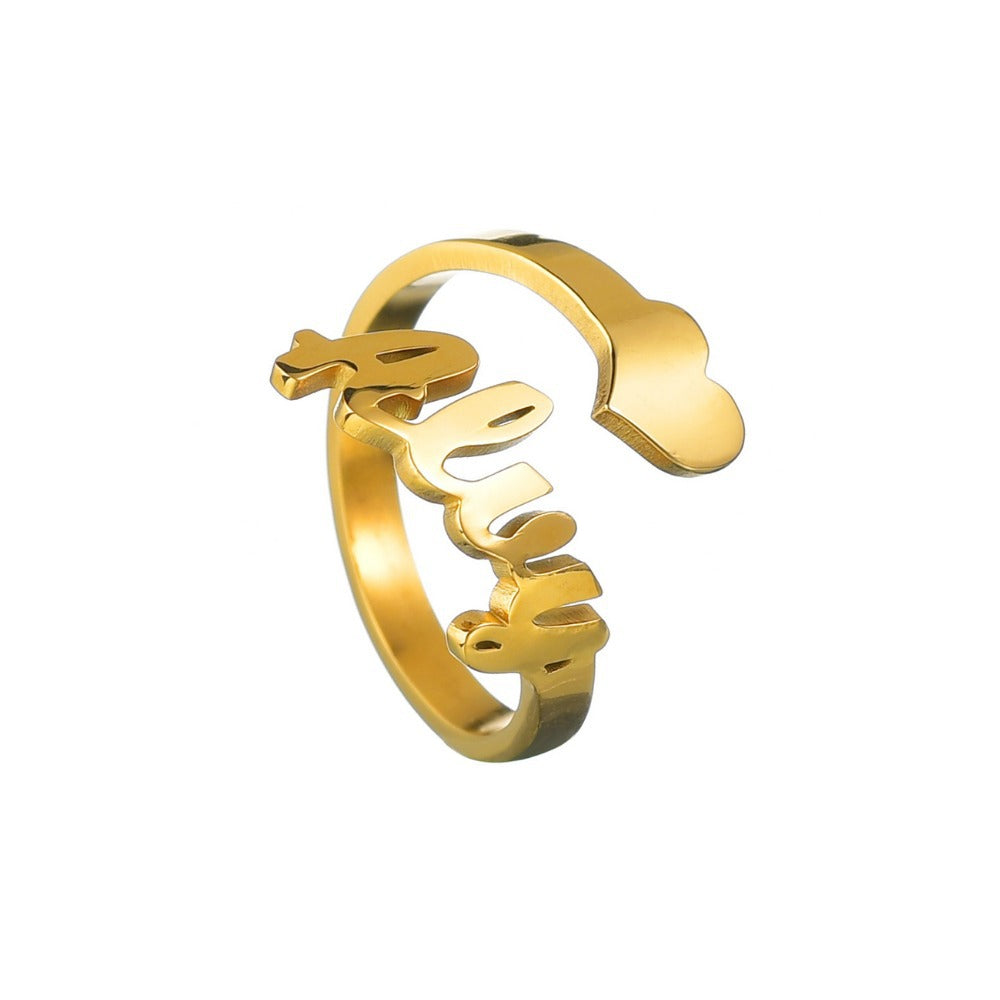 Custom fashion stainless steel name personalized letter ring