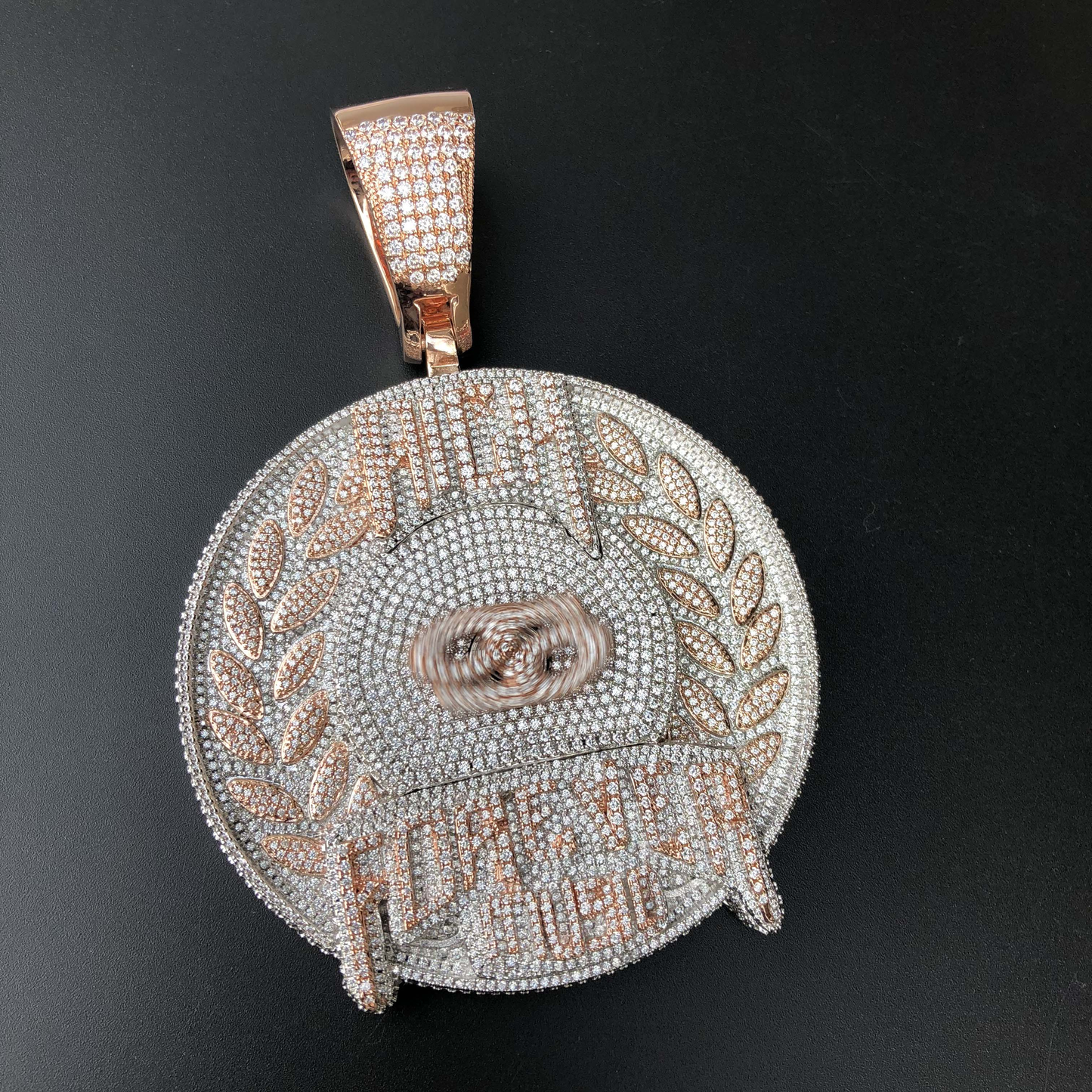 Large Round Pendant with custom font, two letters in the middle can be changed. Others are fixed, one month production period