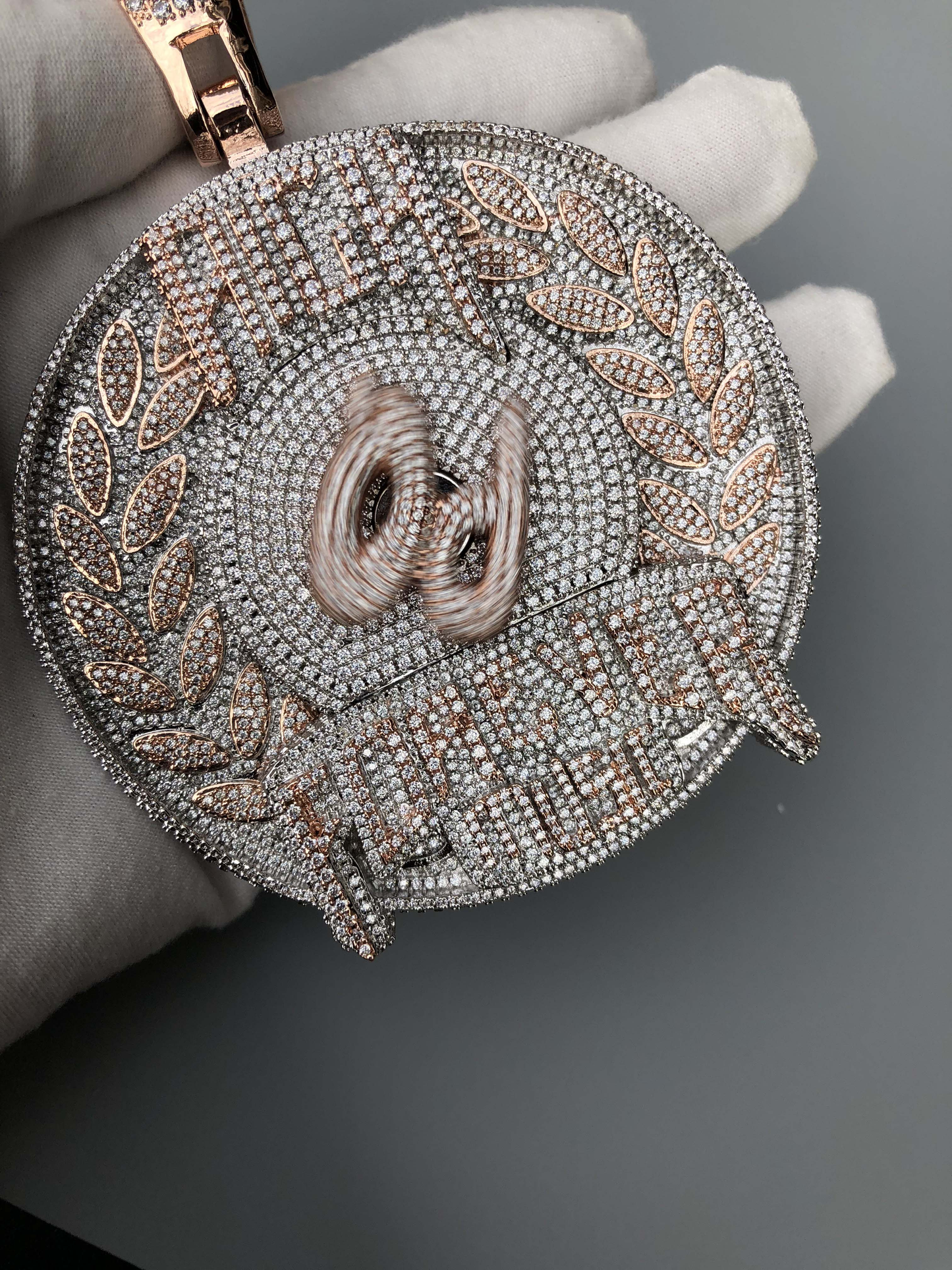 Large Round Pendant with custom font, two letters in the middle can be changed. Others are fixed, one month production period