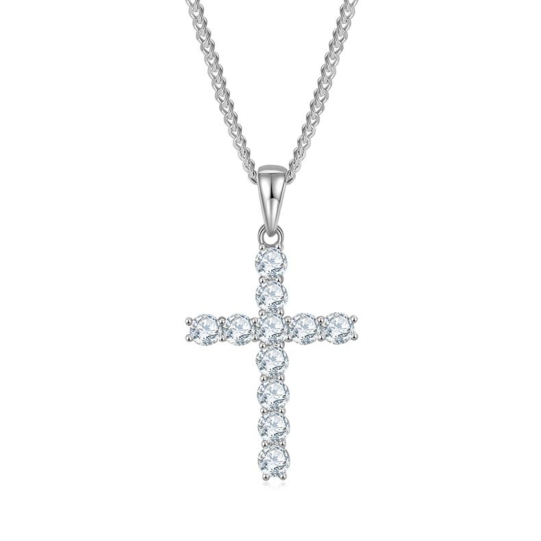 925 Silver Moissanite Cross pendant 3mm 4mm 5mm