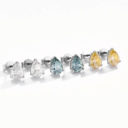 925 Silver Moissanite Pear Shape Stud earrings