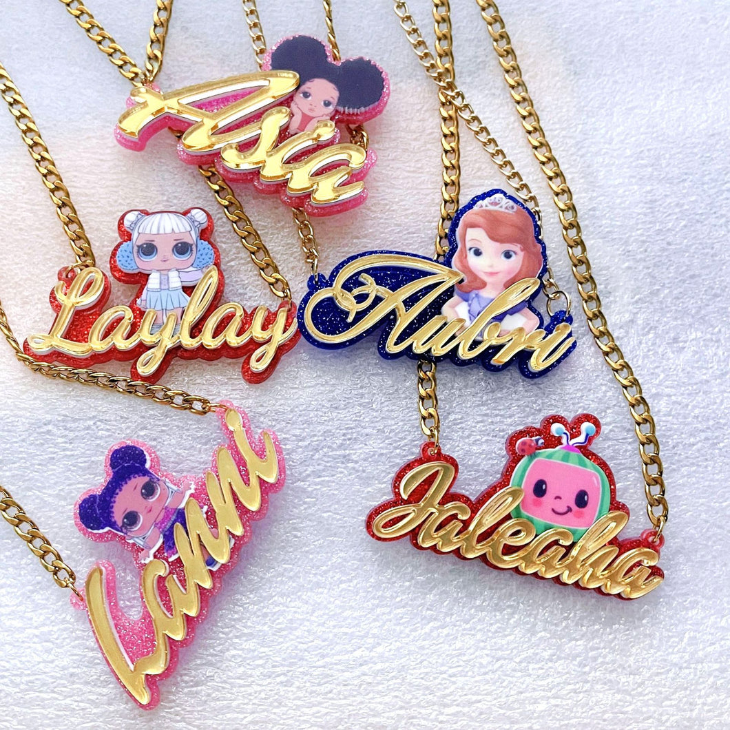 Acrylic DIY arbitrary cartoon pattern animal children's personalized name necklace