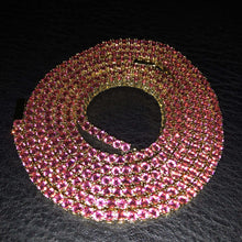 Load image into Gallery viewer, 3mm Round Cut Diamond Blood Red Tennis Chain
