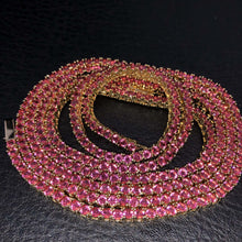 Load image into Gallery viewer, 3mm Round Cut Diamond Blood Red Tennis Chain
