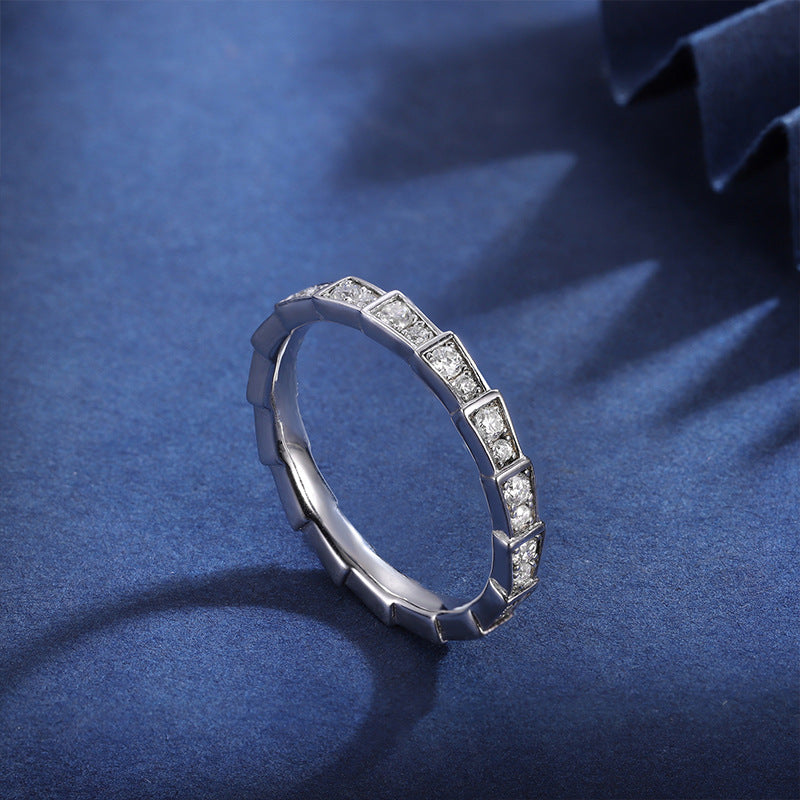 925 Silver Diamond Moissanite Cobra Ring