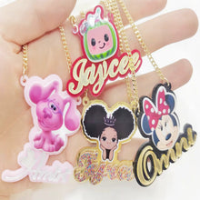 Load image into Gallery viewer, Acrylic DIY arbitrary cartoon pattern animal children&#39;s personalized name necklace
