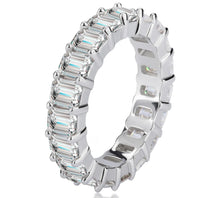 Load image into Gallery viewer, 10.5ct Emerald Cut Moissanite Eternity Ring in 925 silver
