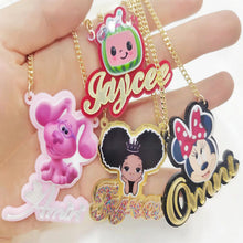 Load image into Gallery viewer, Acrylic DIY arbitrary cartoon pattern animal children&#39;s personalized name necklace
